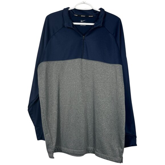 Nike Golf Mens 1/4 Zip Pullover Sweatshirt Size 2XL Navy Blue Gray Athleisure - Picture 1 of 7